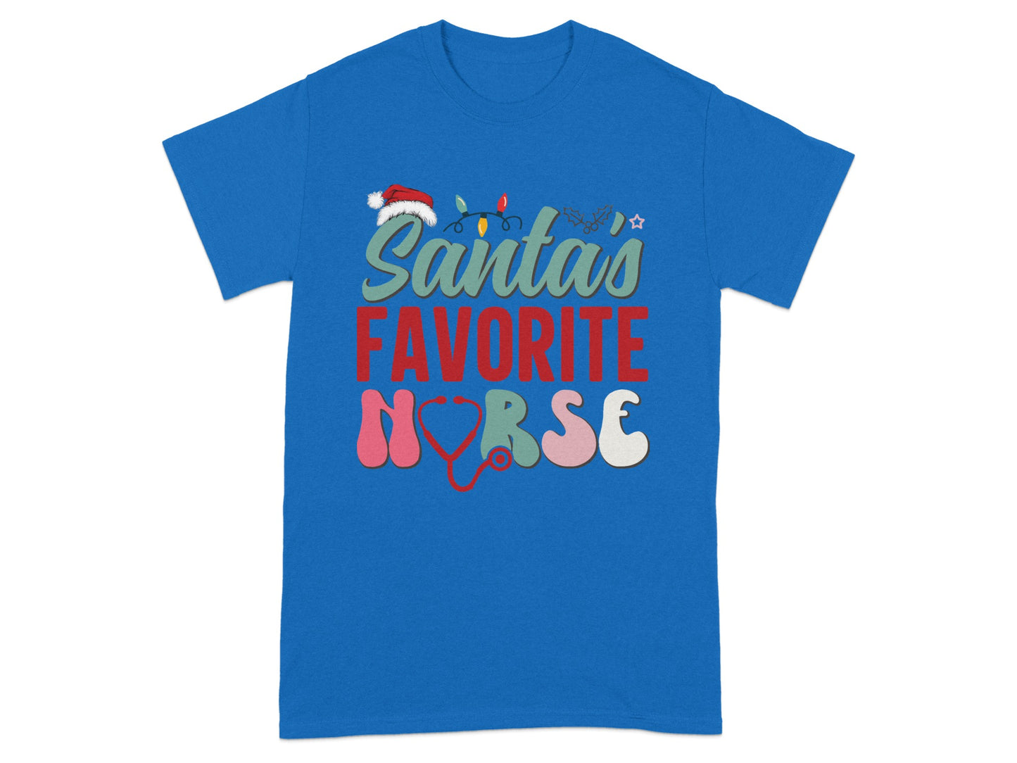 Santa's Favorite Nurse Printed T-shirt