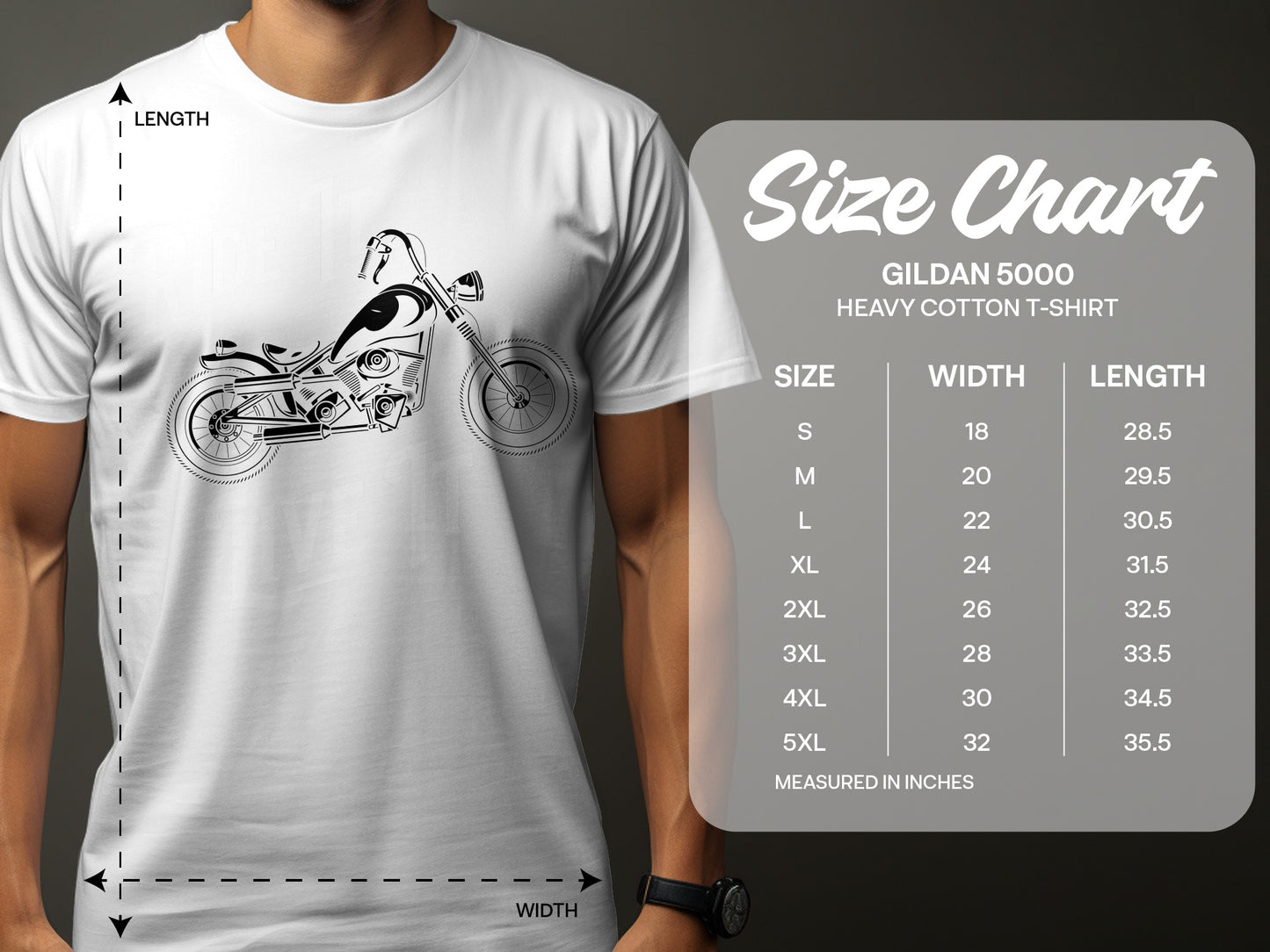 Cool Motorcycle Print on White T-Shirt Product