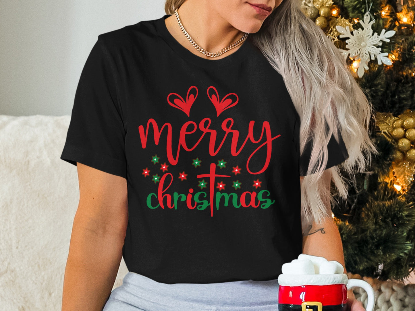 Merry Christmas Graphic T-Shirt Festive Holiday Shirt