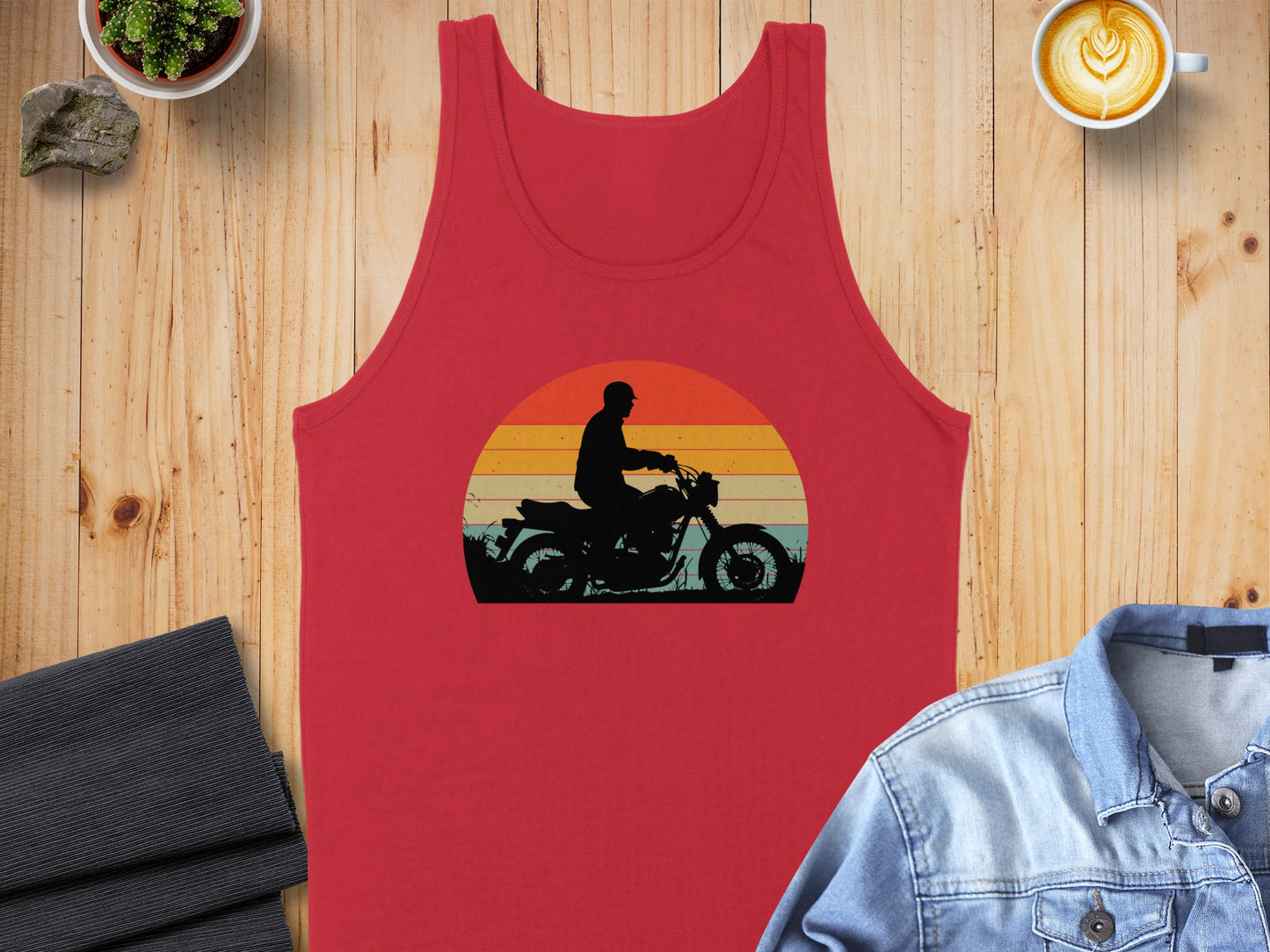 Vintage Motorcycle Sunset Graphic Tank Top