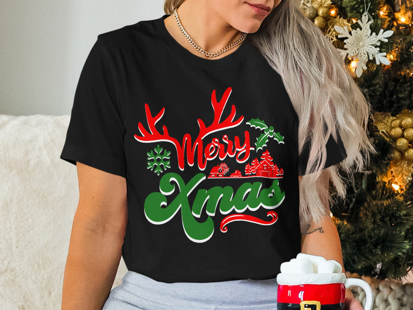 Merry Xmas Holiday Graphic T-Shirt for Festive Wear
