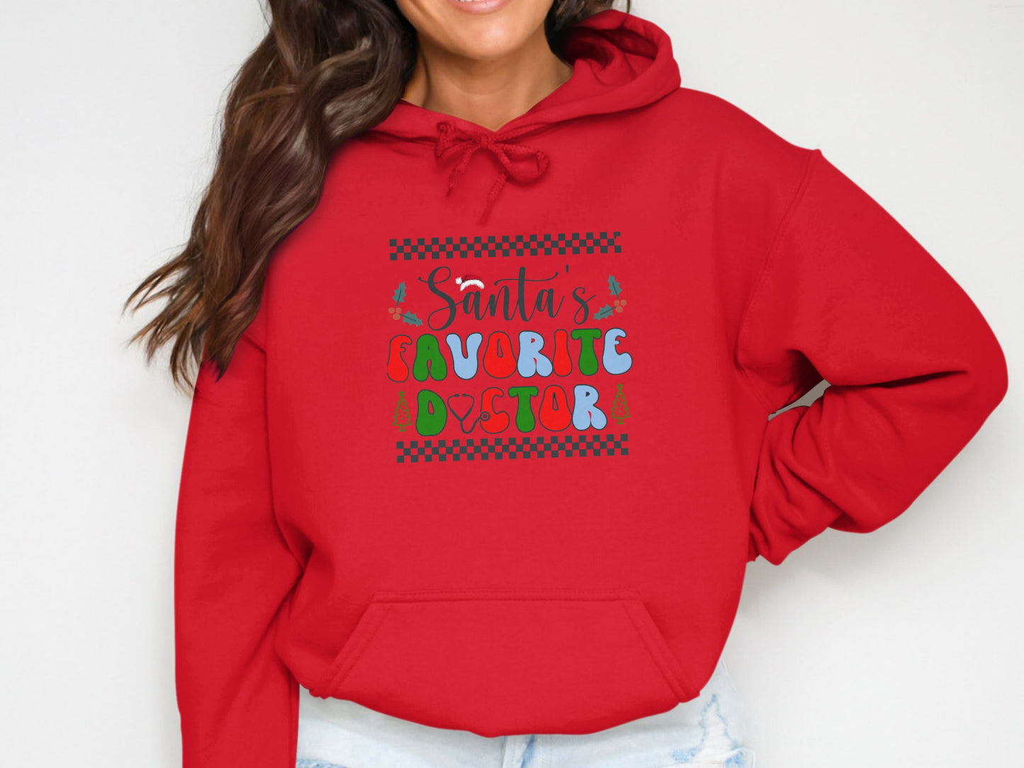 Santa's Favorite Doctor Red Holiday Sweatshirt
