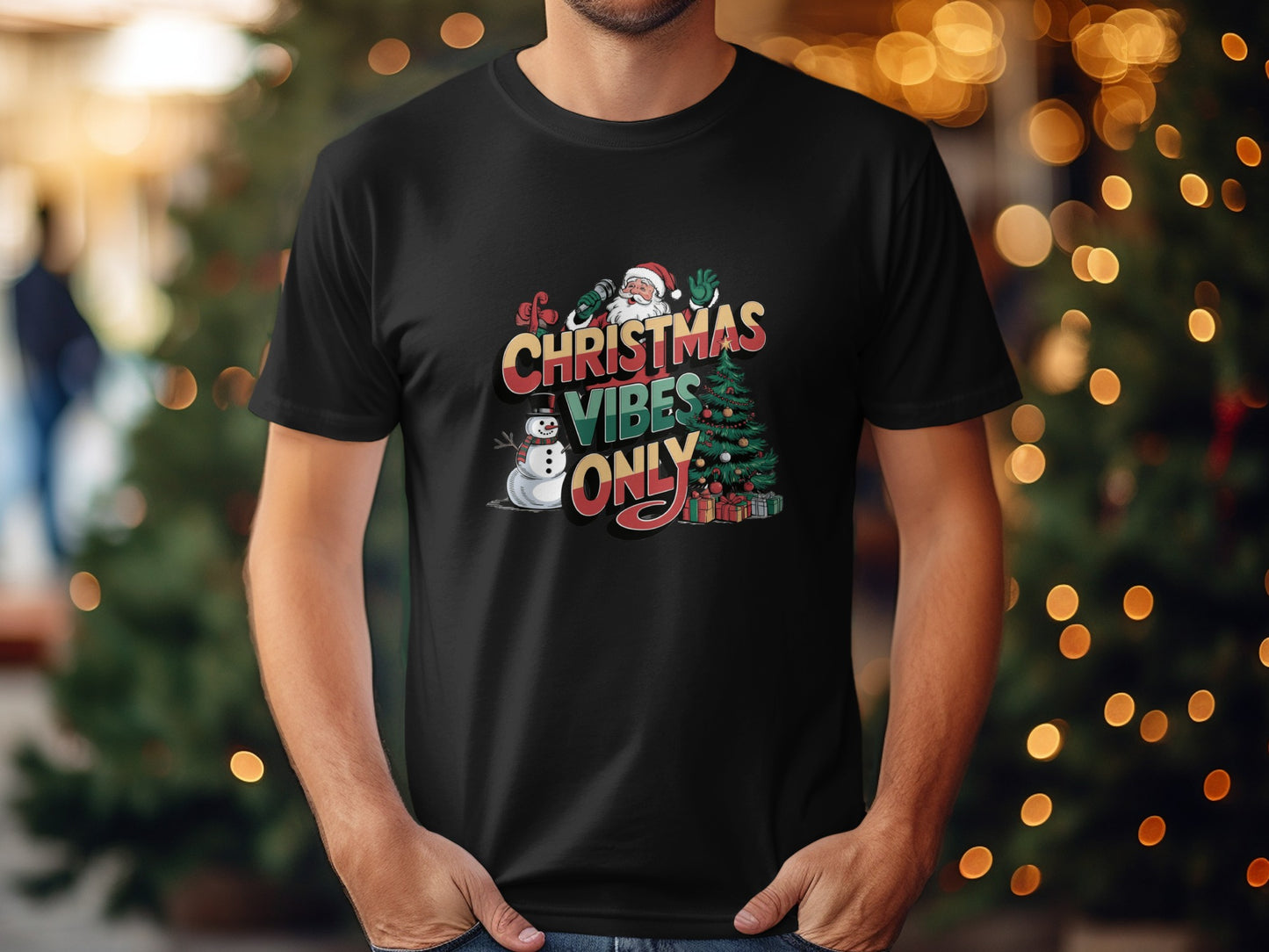Christmas Vibes Only Festive Graphic T-Shirt