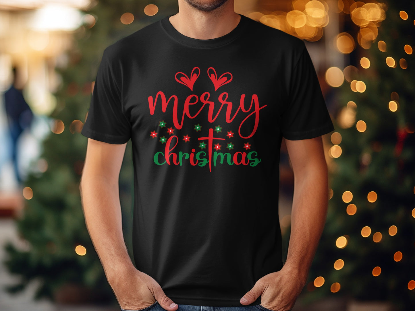 Festive Merry Christmas Graphic T-Shirt with Holiday Theme