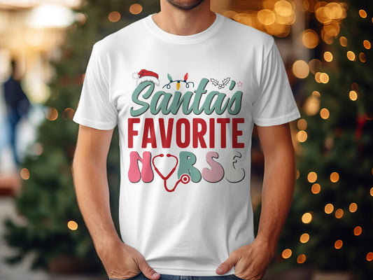 Santas Favorite Nurse Christmas T-Shirt