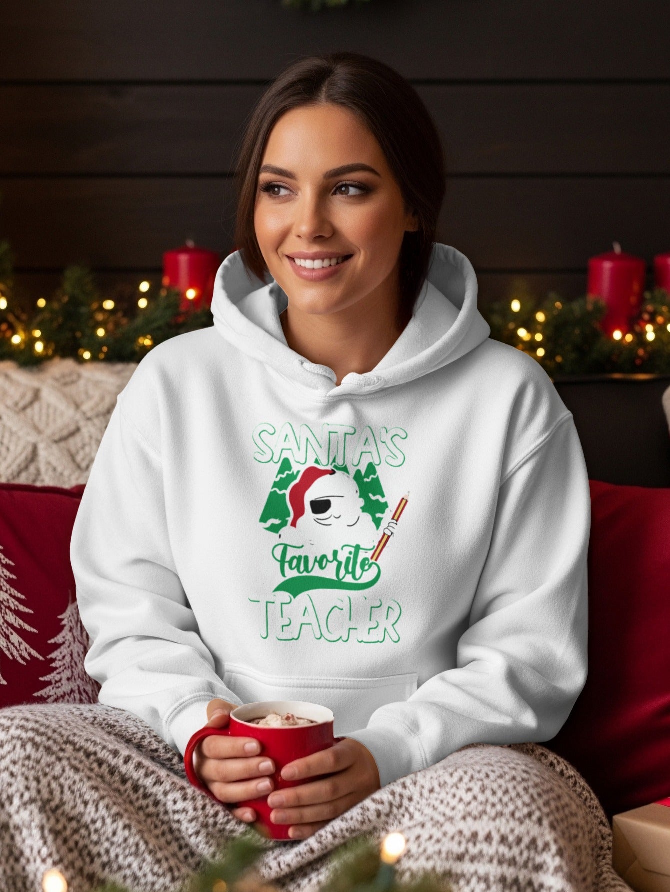 Santa's Favorite Teacher Hoodie Christmas Gift