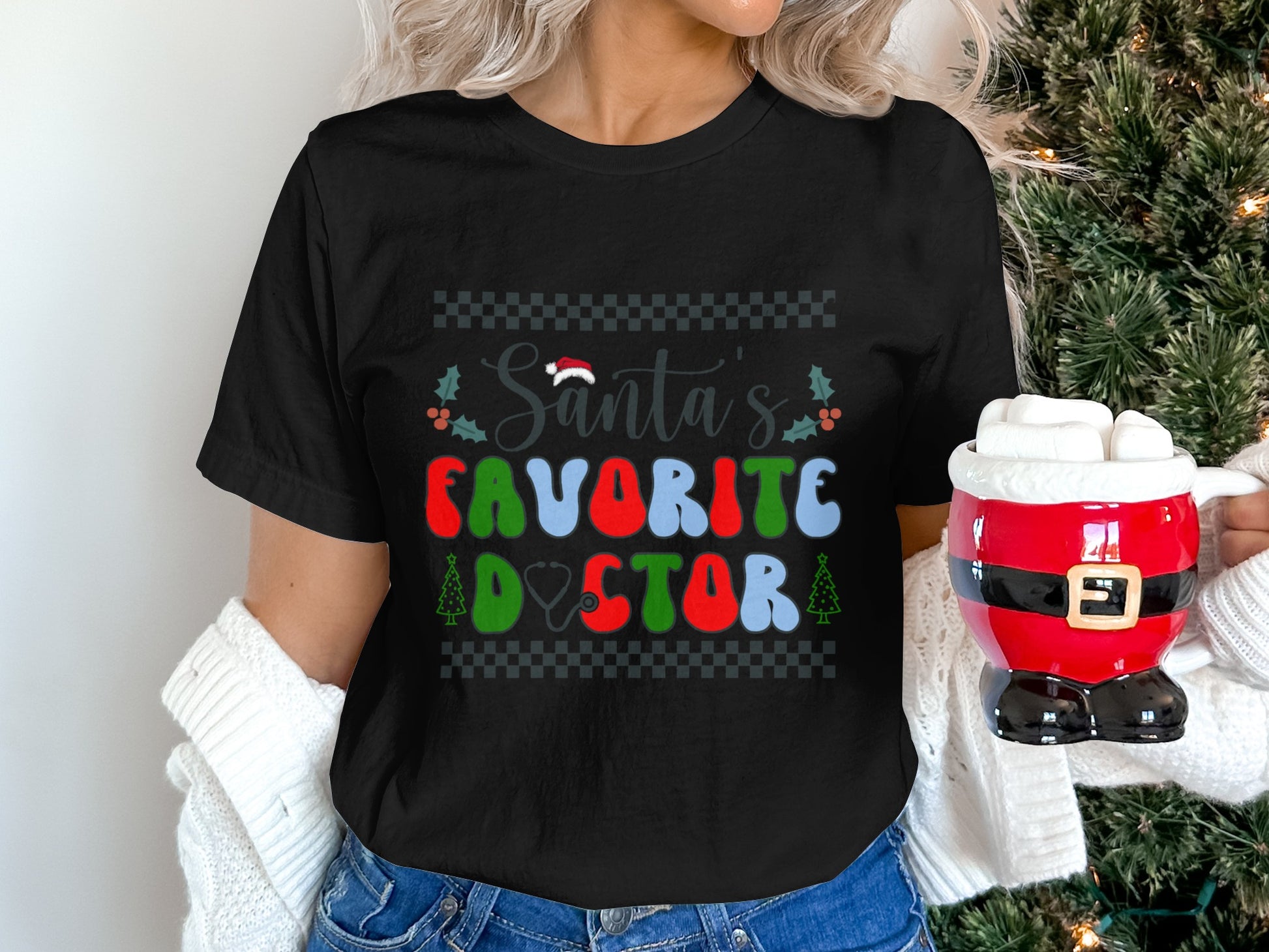 Santa's Favorite Doctor Festive T-Shirt Product