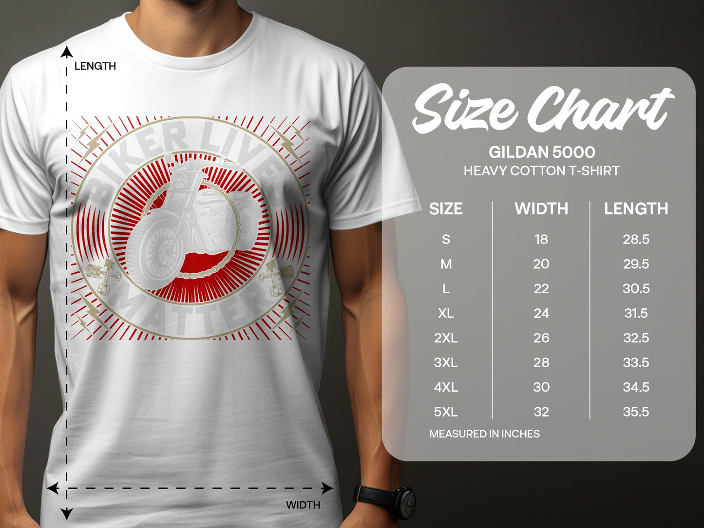 Biker Life Stylish Men's Gildan 5000 Heavy Cotton T-Shirt