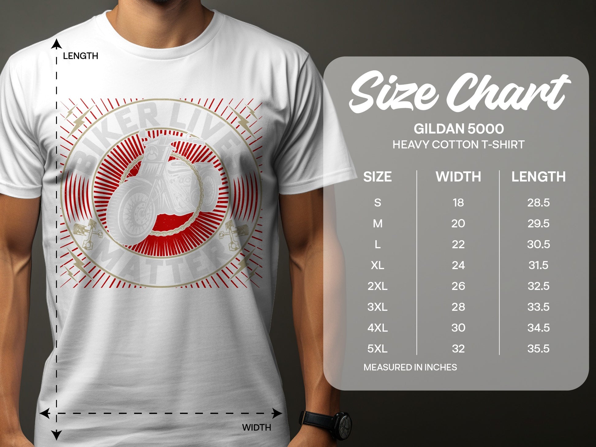 Biker Life Stylish Men's Gildan 5000 Heavy Cotton T-Shirt