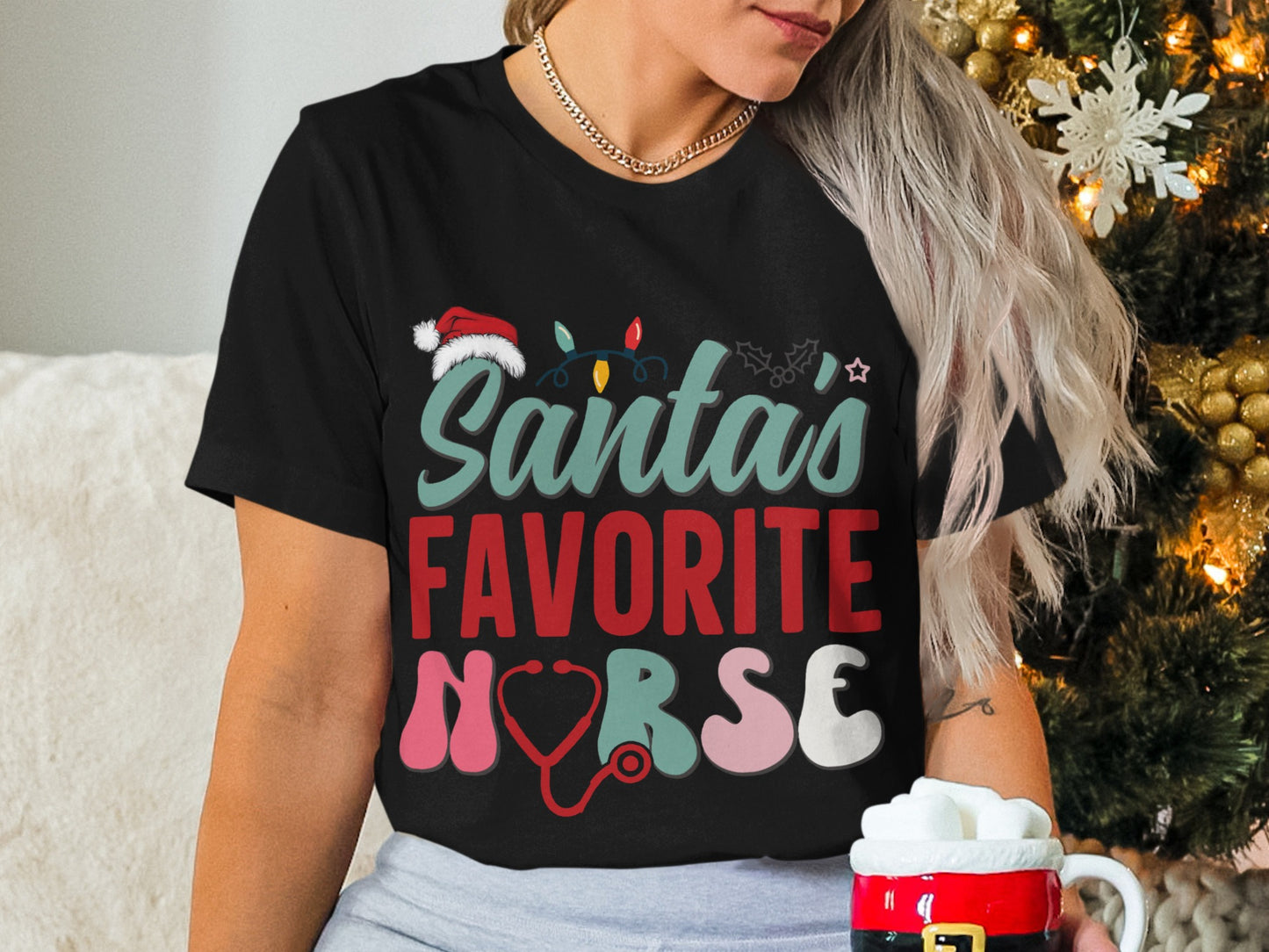 Santa's Favorite Nurse Fun Holiday T-shirt