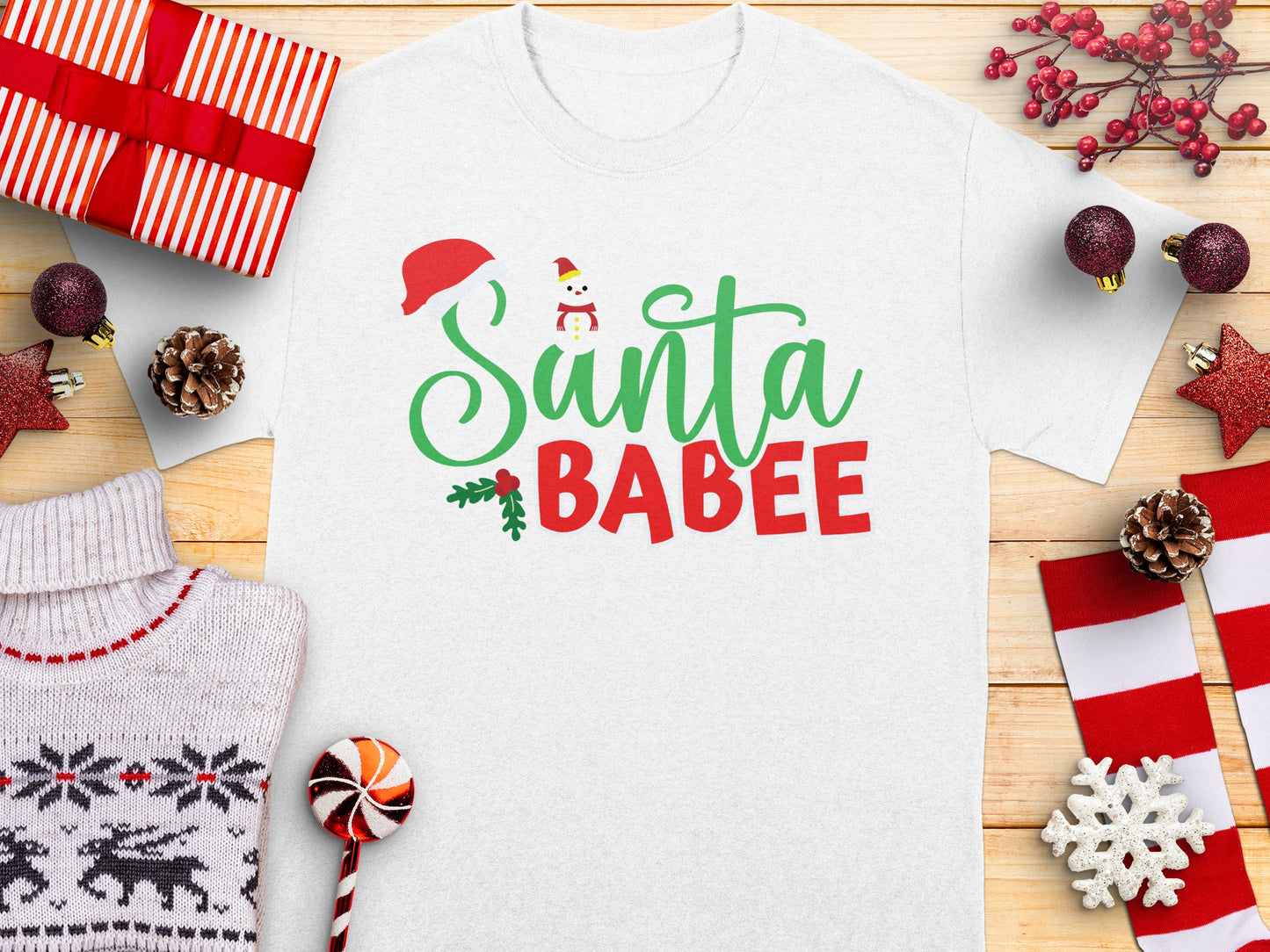 Santa Babee Christmas Tee Festive Holiday Shirt