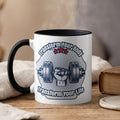 Mug with dumbbell and text "Transform Your Body Transform Your Life".