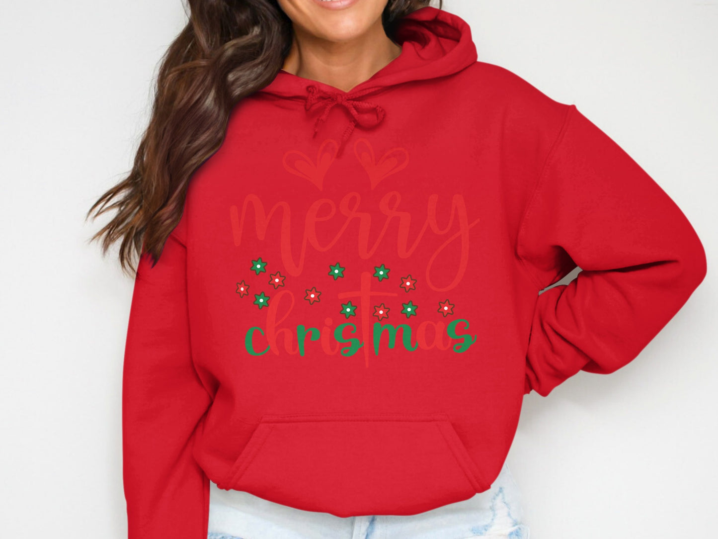 Merry Christmas Festive Red Hoodie Sweatshirt