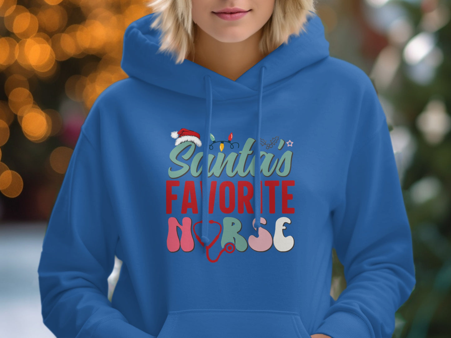 Santa's Favorite Nurse Festive Holiday Hoodie