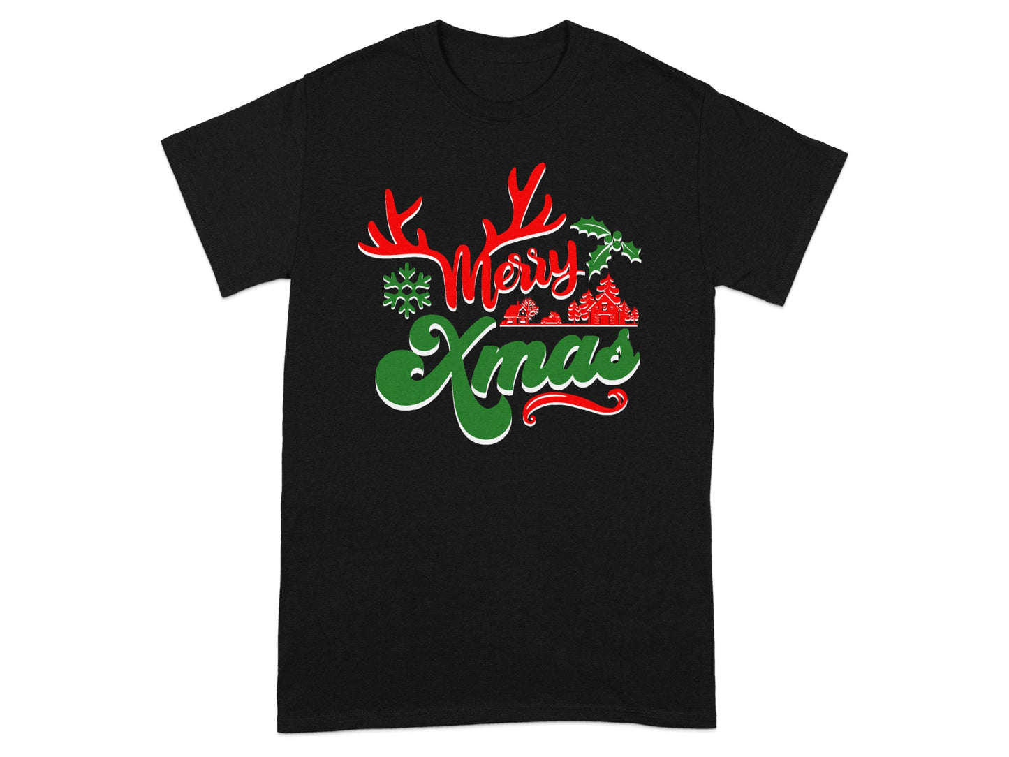 Festive Merry Xmas Graphic Tee Holiday Apparel
