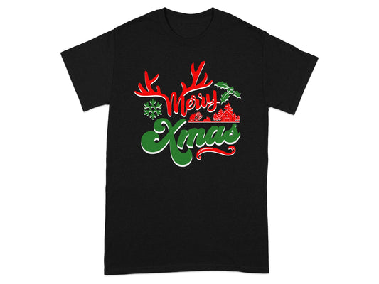 Festive Merry Xmas Graphic Tee Holiday Apparel