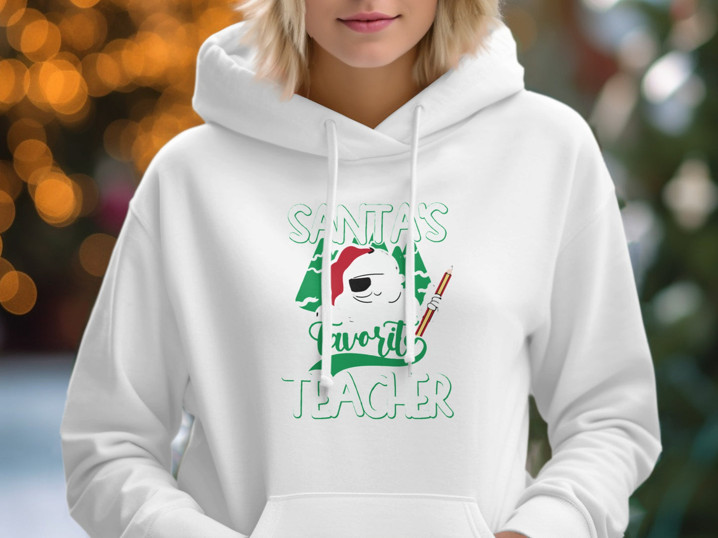 Santas Favorite Teacher Festive Hoodie Product