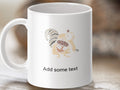 White mug with a squirrel made of words and "Add some text".