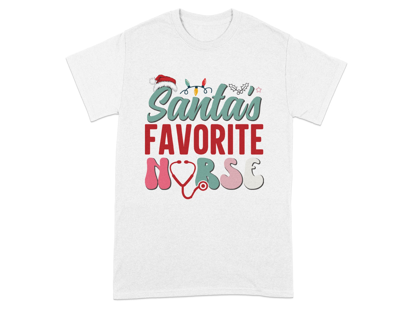 Santas Favorite Nurse Festive Graphic Tee
