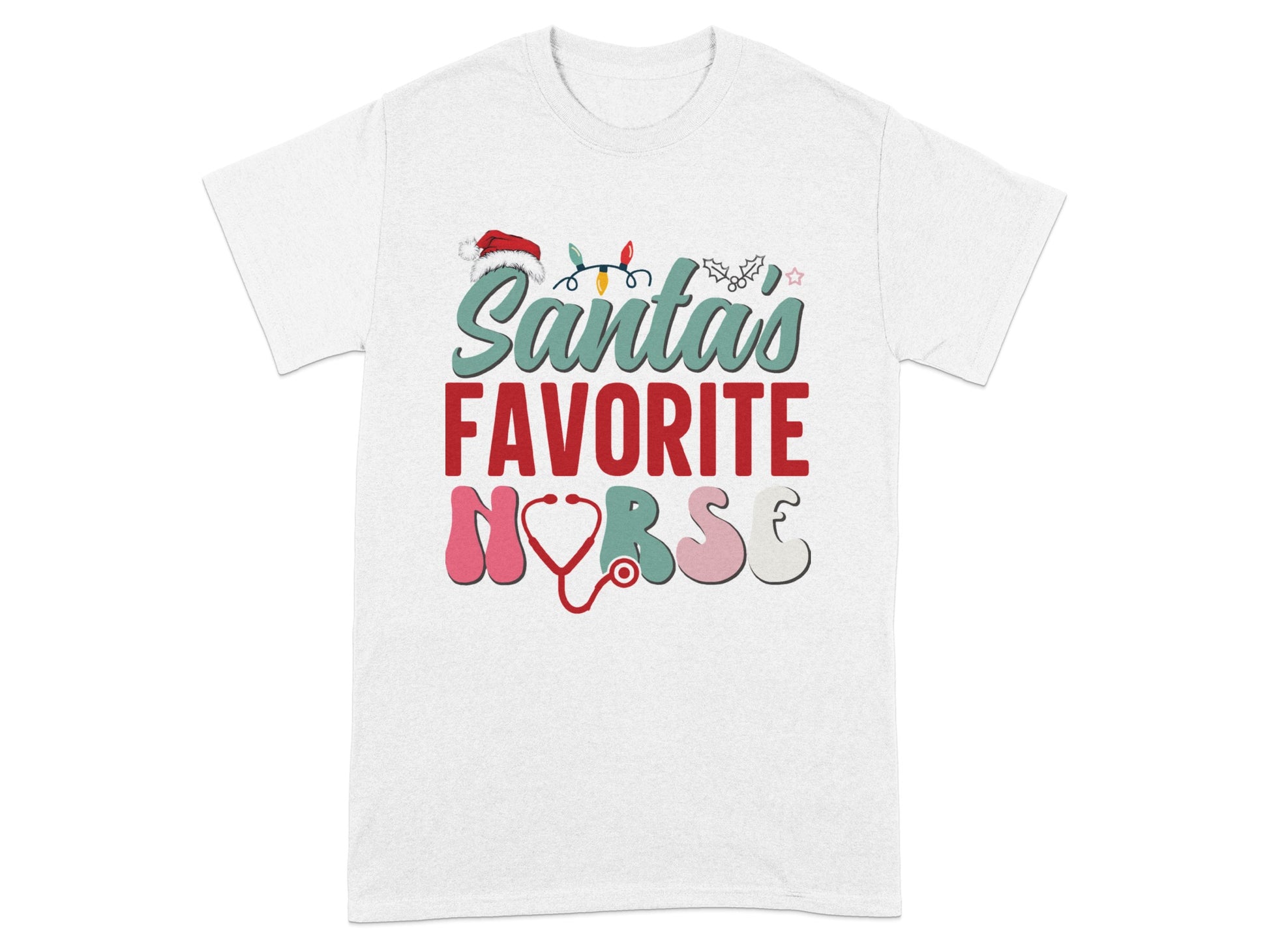 Santas Favorite Nurse Festive Graphic Tee