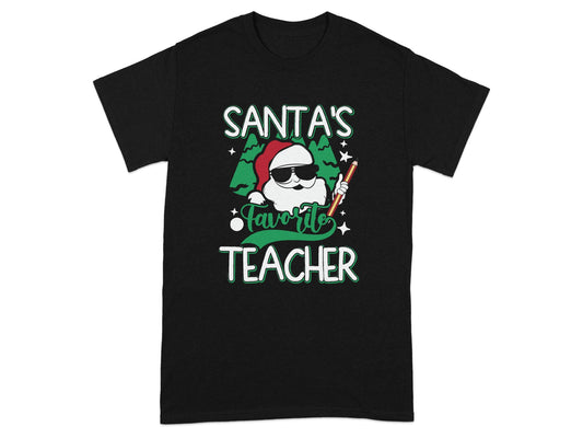 Santa's Favorite Teacher Festive Holiday T-shirt