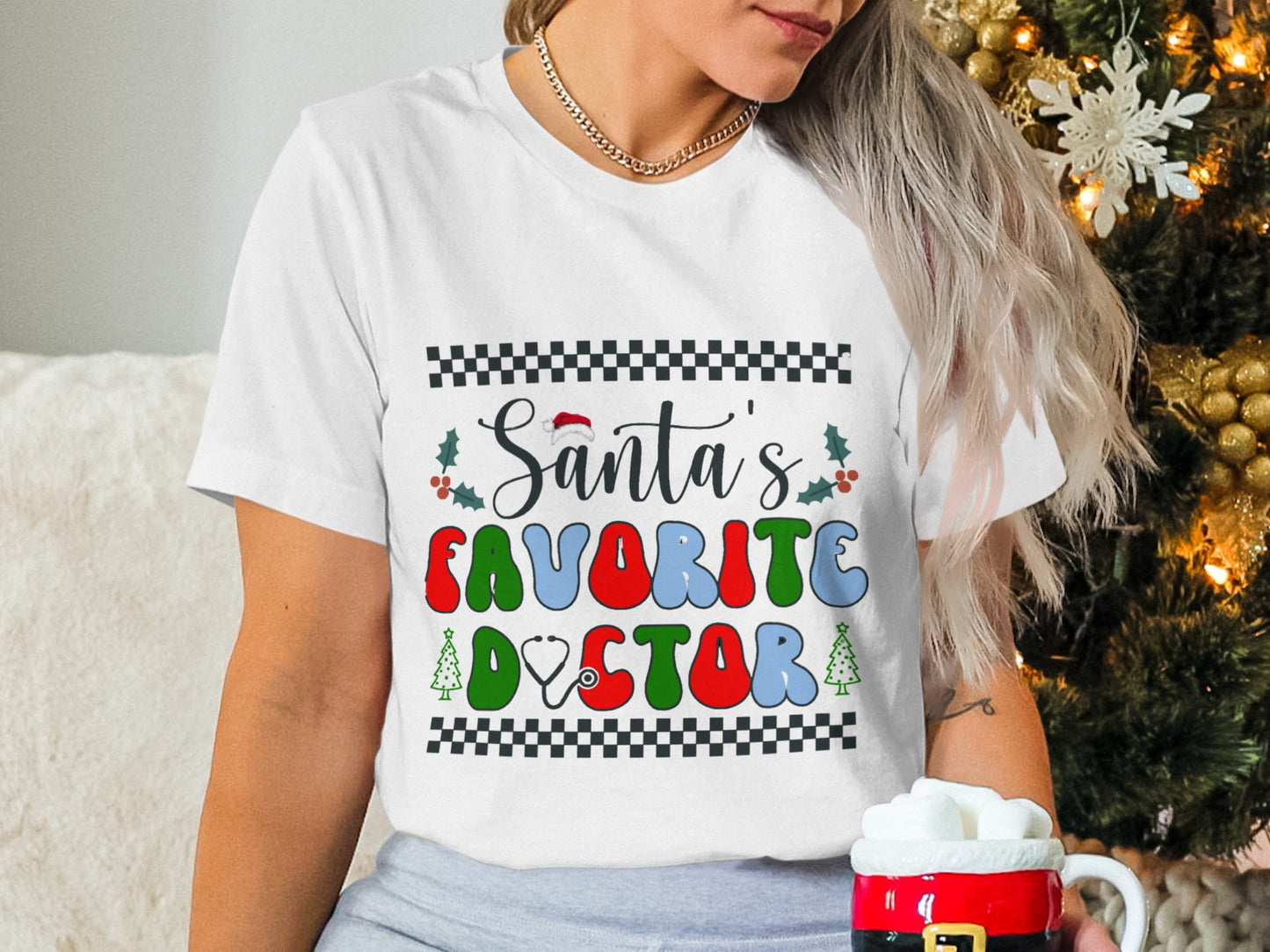 Santa's Favorite Doctor Festive Graphic T-Shirt