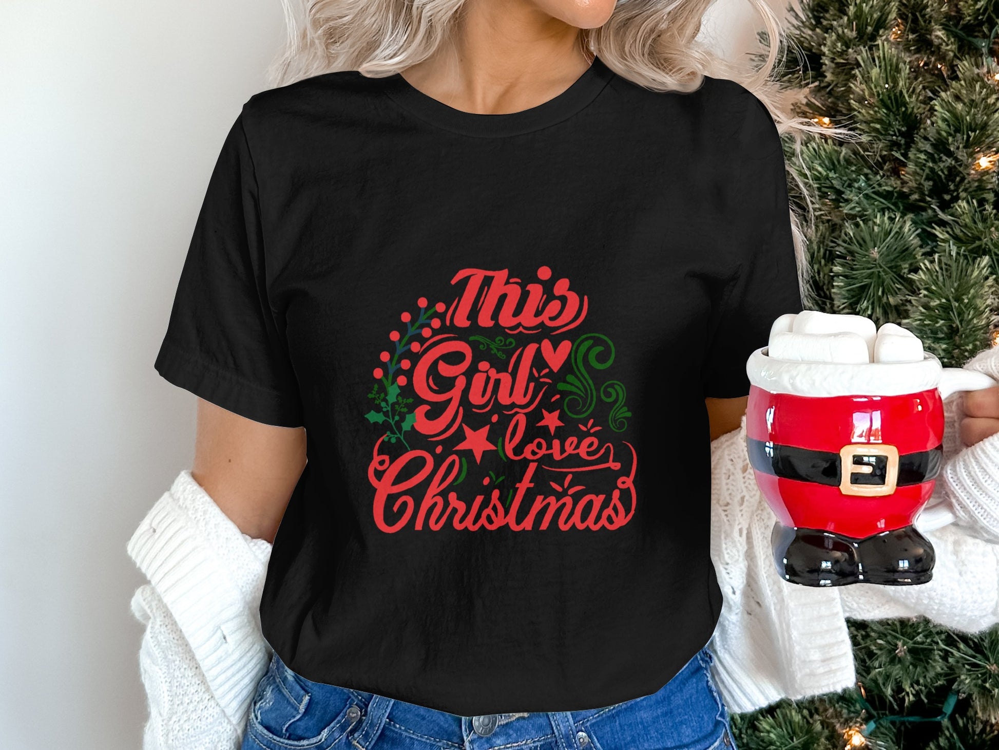 This Girl Loves Christmas Festive Holiday T-Shirt