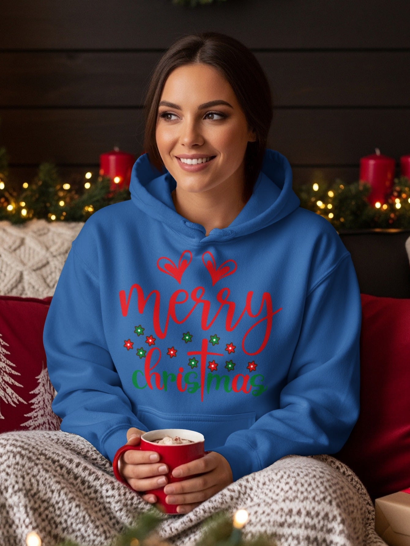 Merry Christmas Festive Hoodie with Holiday Lights