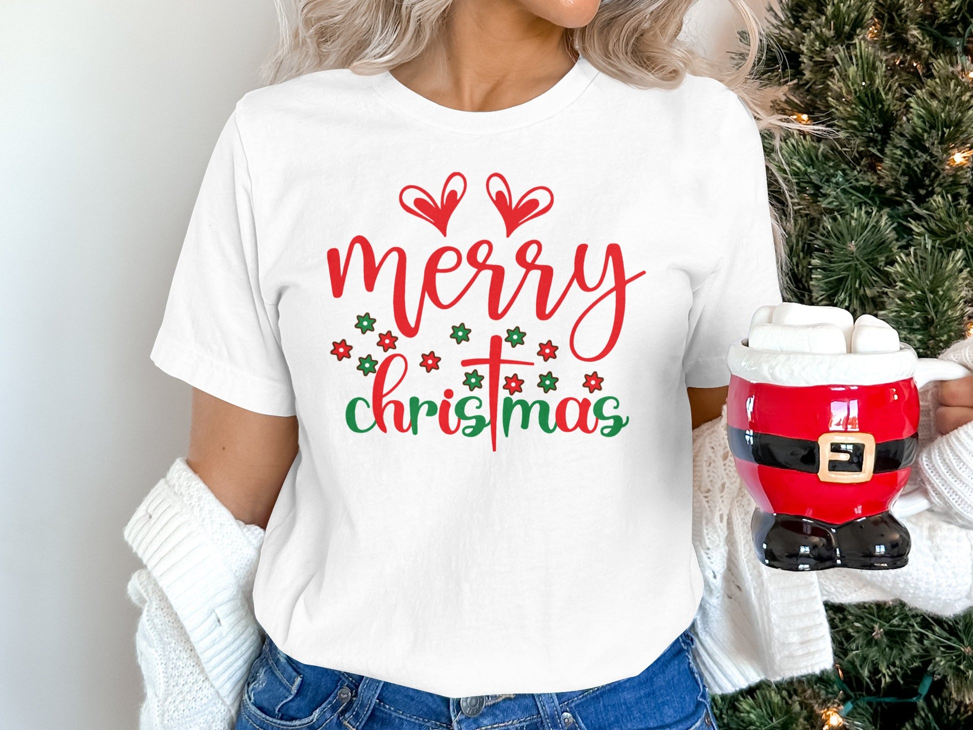 Festive Merry Christmas Graphic Women's T-Shirt