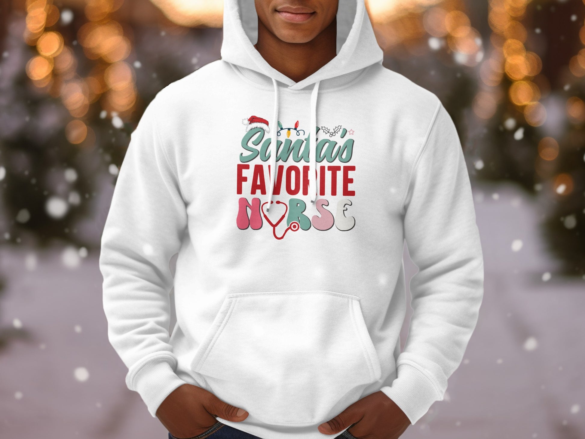 Santas Favorite Nurse Festive Hoodie Product