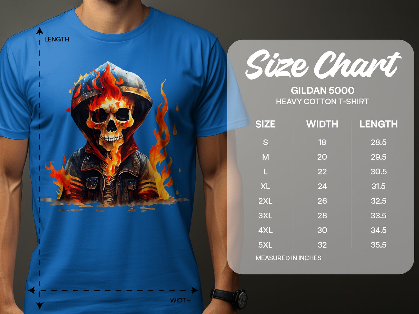 Fiery Skeleton in Hoodie Graphic T-Shirt
