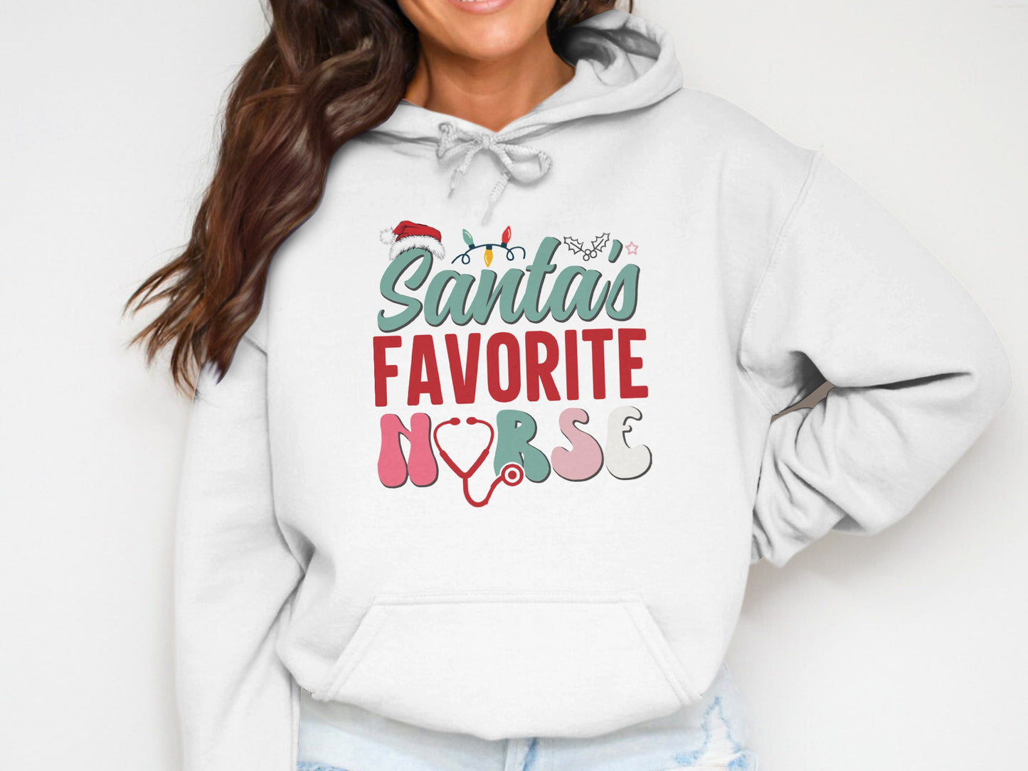Santas Favorite Nurse Hoodie Festive Nurse Gift