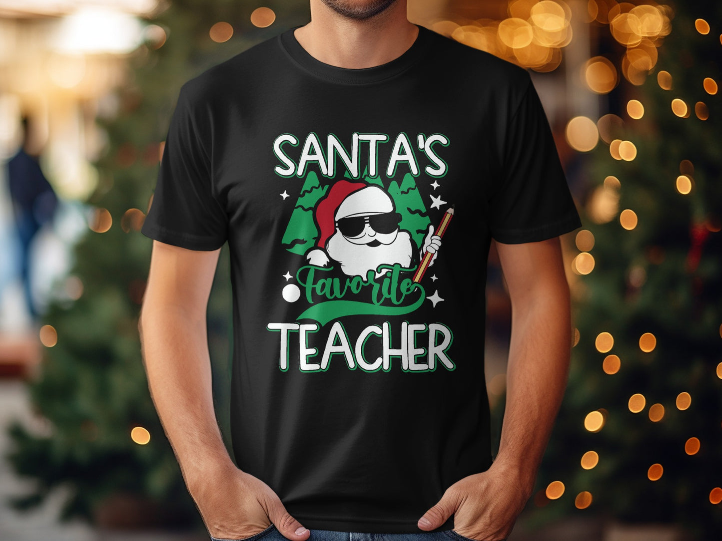Santa's Favorite Teacher Cool Holiday Tee