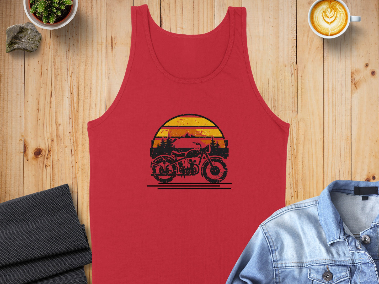 Vintage Sunset Motorcycle Graphic Tank Top