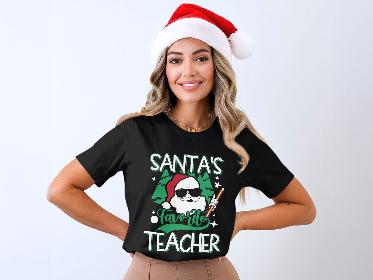 Santa's Favorite Teacher Christmas T-Shirt