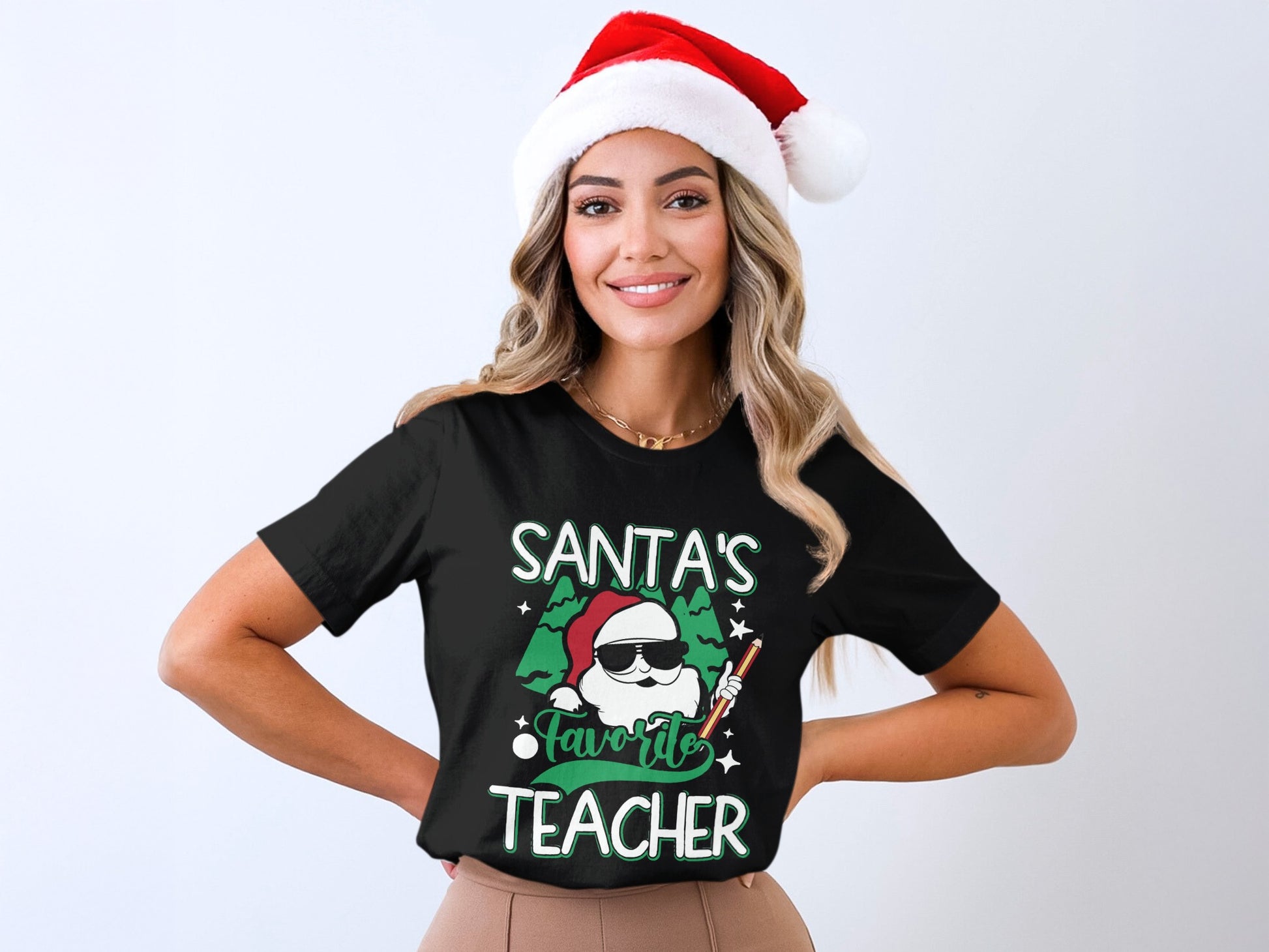 Santa's Favorite Teacher Christmas T-Shirt