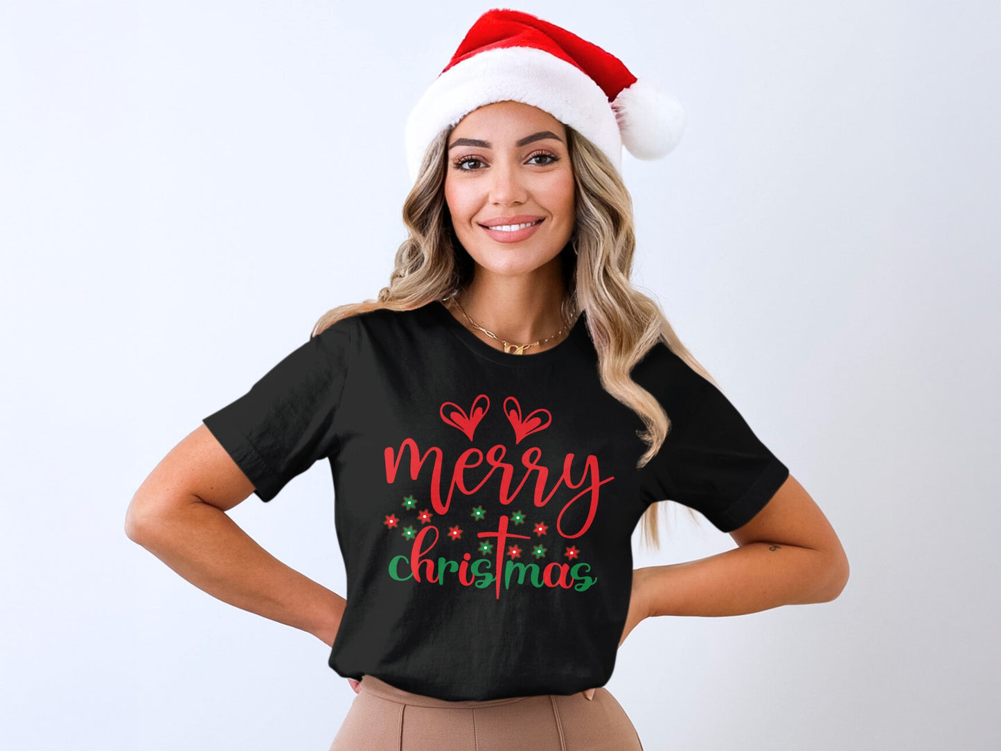 Merry Christmas Graphic Tee Festive Holiday Shirt