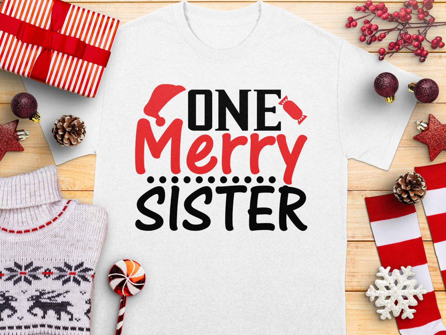 One Merry Sister Christmas Shirt Holiday Tee