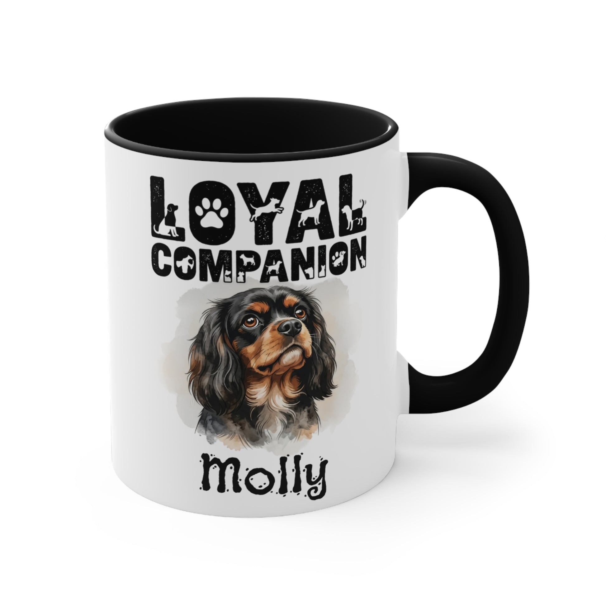 Mug featuring a watercolor painting of a Cavalier King Charles Spaniel named Molly.
