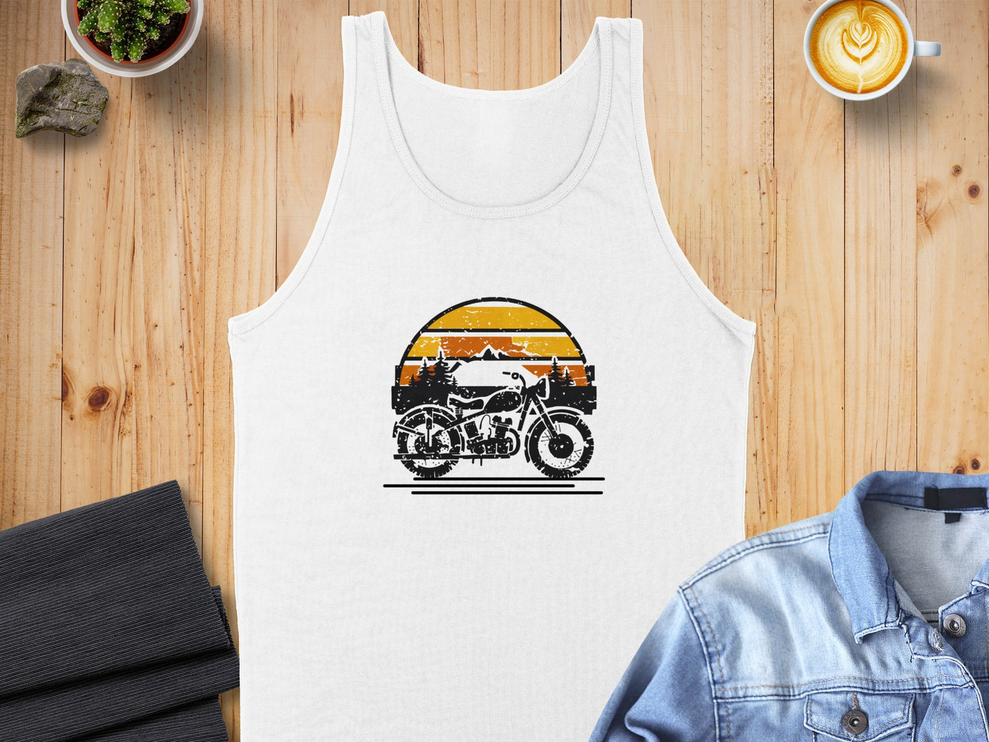 Vintage Motorcycle Sunset Graphic Tank Top product