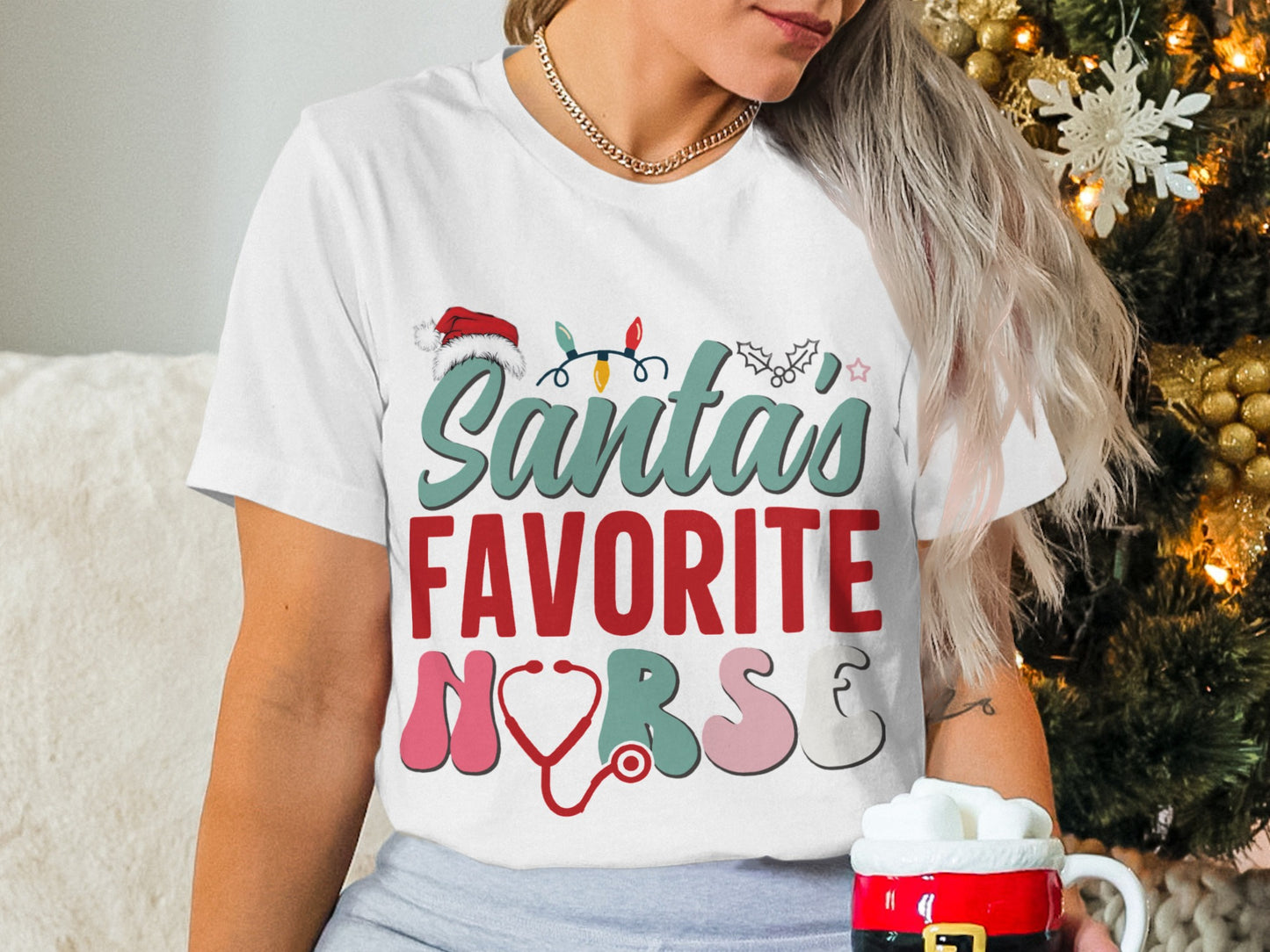 Christmas Santa's Favorite Nurse Holiday Shirt