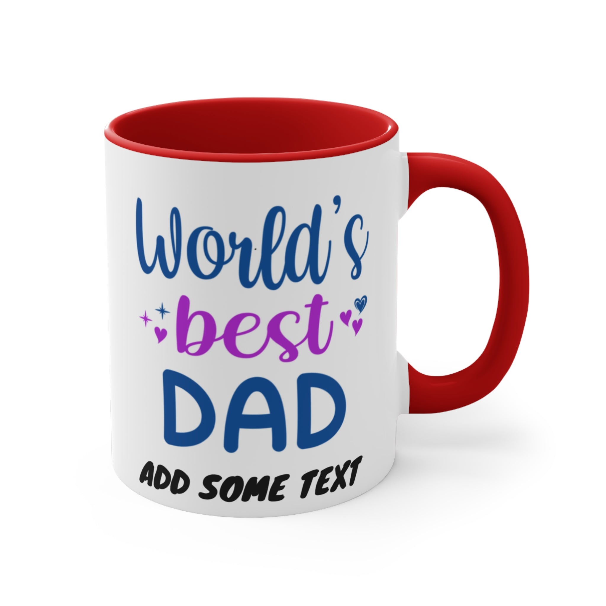 White mug with red interior, says "World's best DAD".