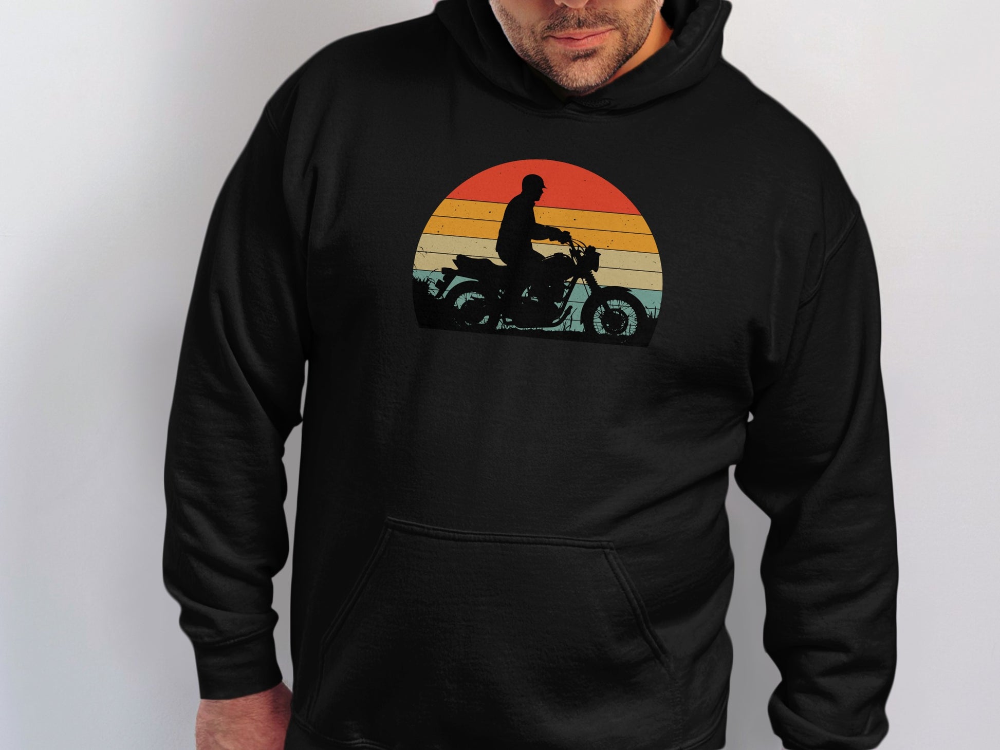 Retro Vintage Sunset Motorcycle Rider Hoodie