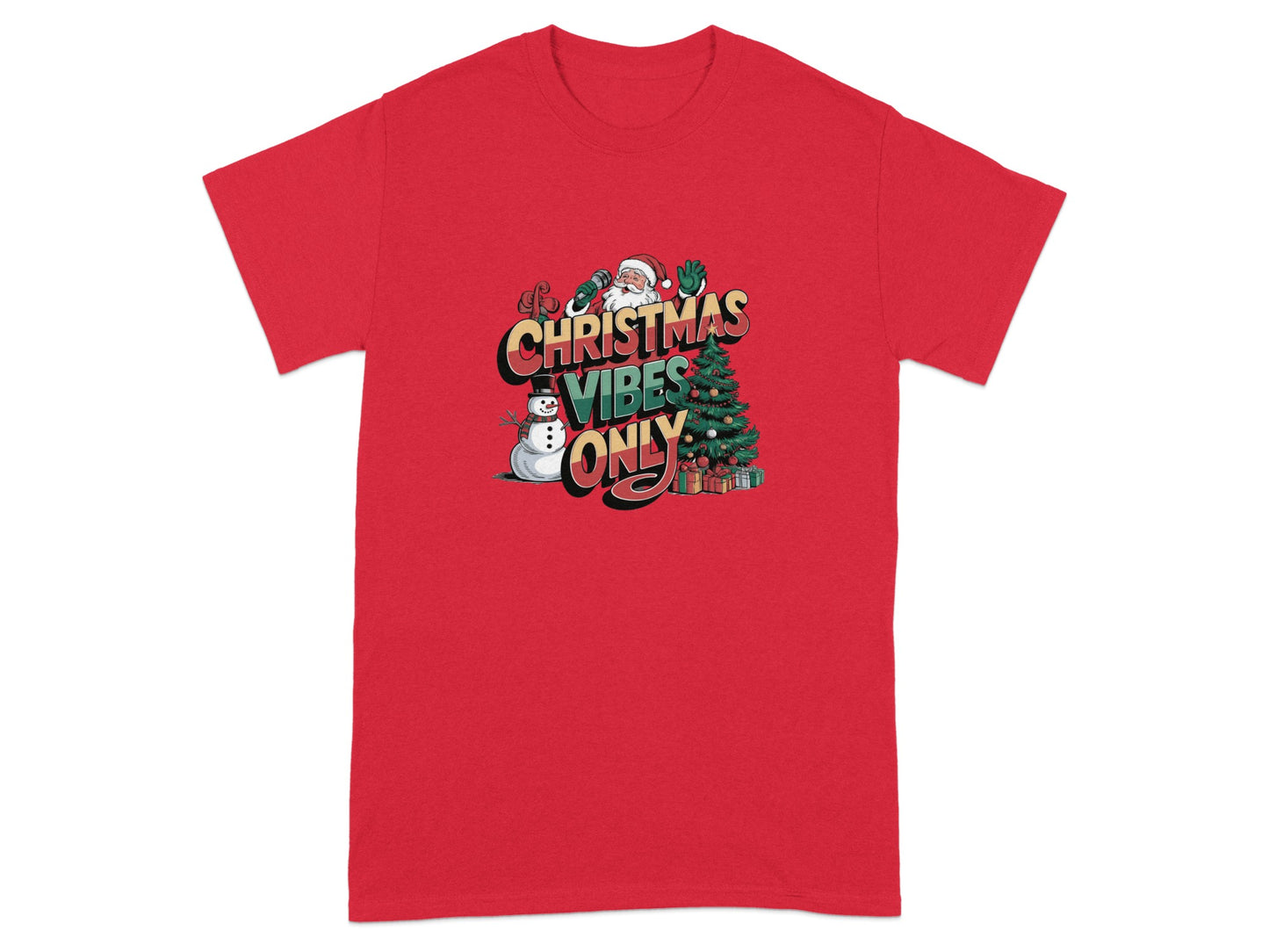 Christmas Vibes Only Santa Claus Snowman Shirt