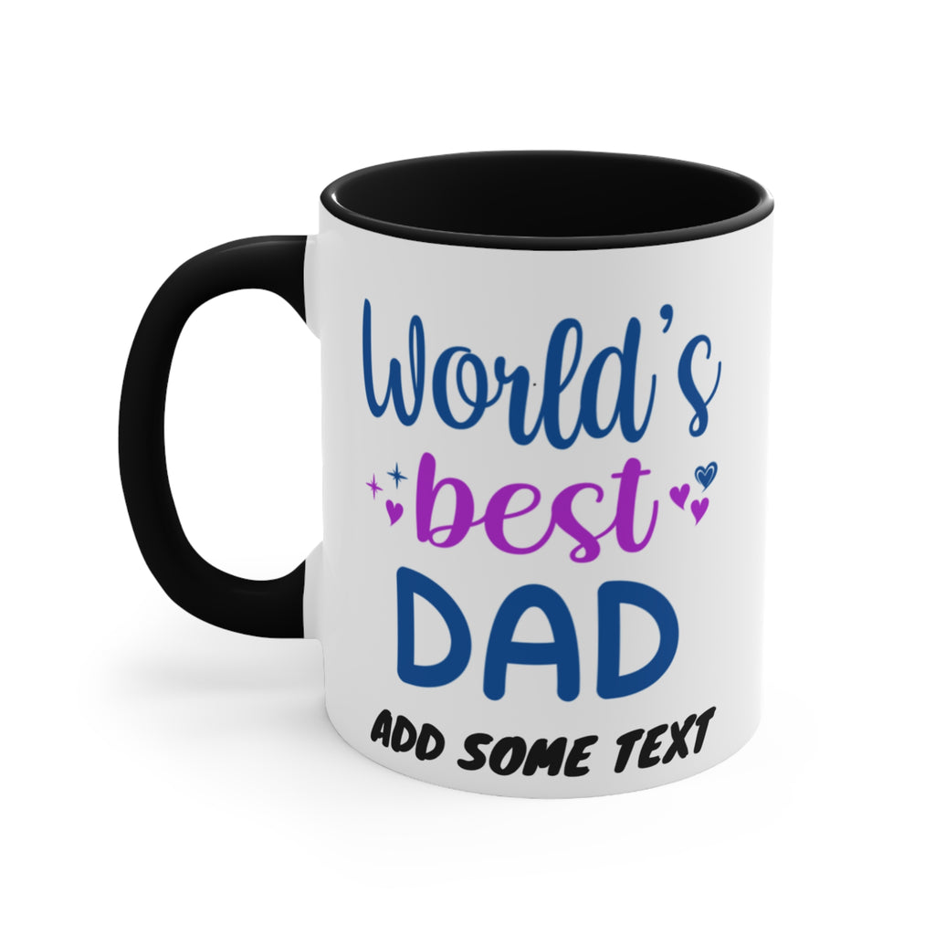 White mug with black interior and handle, featuring "World's best DAD" text.
