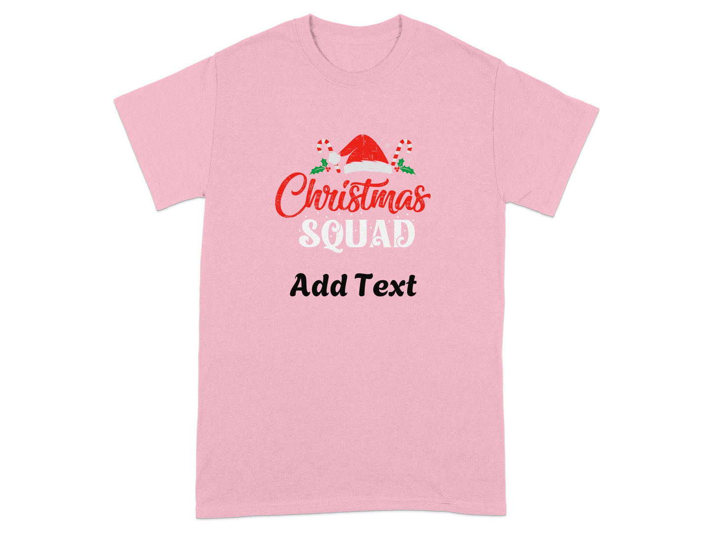Christmas Squad Pink Holiday Tee with Custom Text