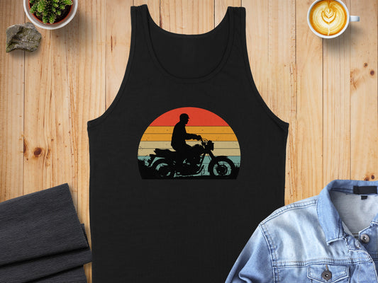 Vintage Motorcycle Silhouette Retro Sunset Tank Top