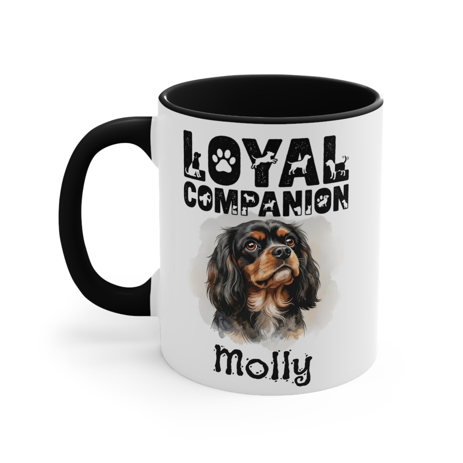 Mug with dog portrait and "Loyal Companion Molly" text.