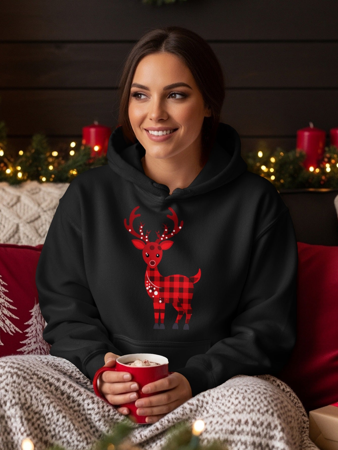 Cozy Holiday Hoodie with Festive Reindeer Design