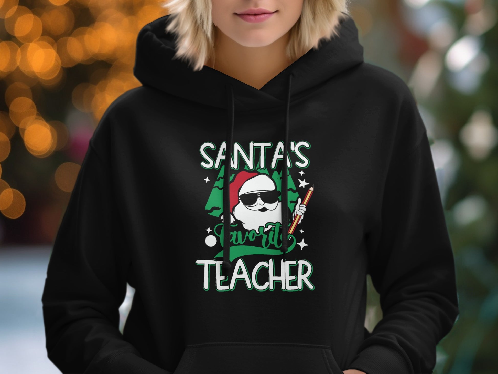 Santa's Favorite Teacher Hoodie Perfect For Christmas